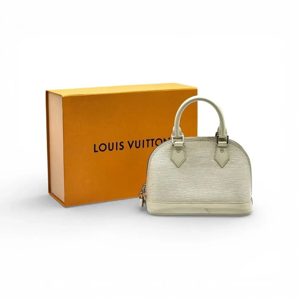 Louis Vuitton Alma BB Epi Leather Top Handle Bag Handbag Ivory Off-White
